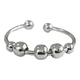Anillo Plata 925 Ajustable Antiestrés Perlas Móviles - Imagen 2