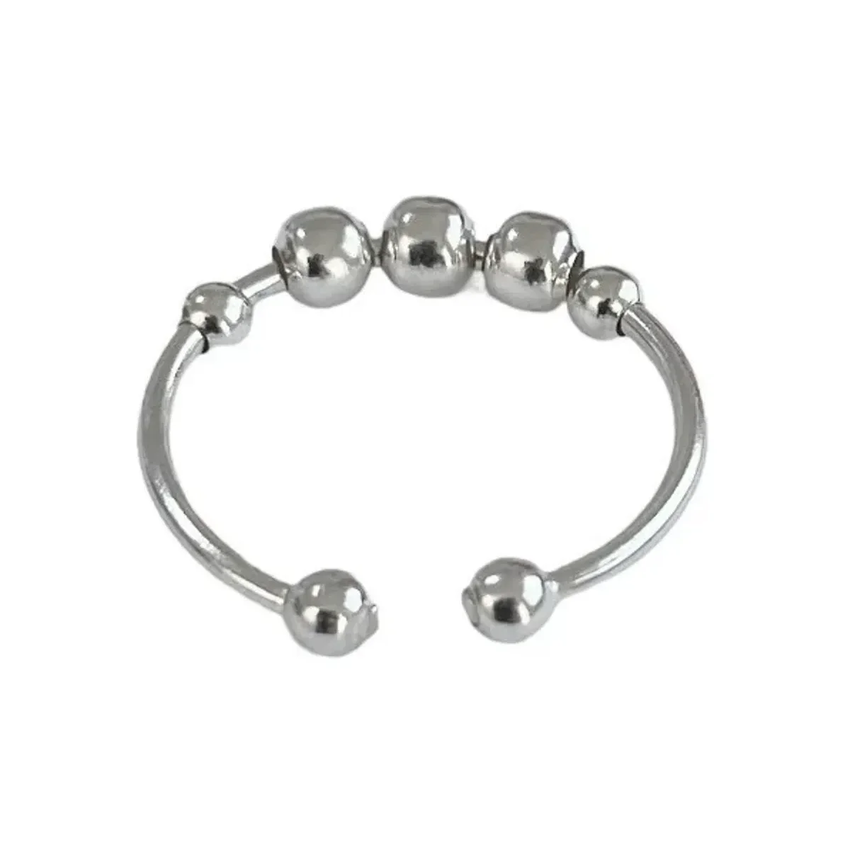 Anillo Plata 925 Ajustable Antiestrés Perlas Móviles - Imagen 3
