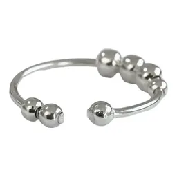 Anillo Plata 925 Ajustable Antiestrés Perlas Móviles - Imagen 4