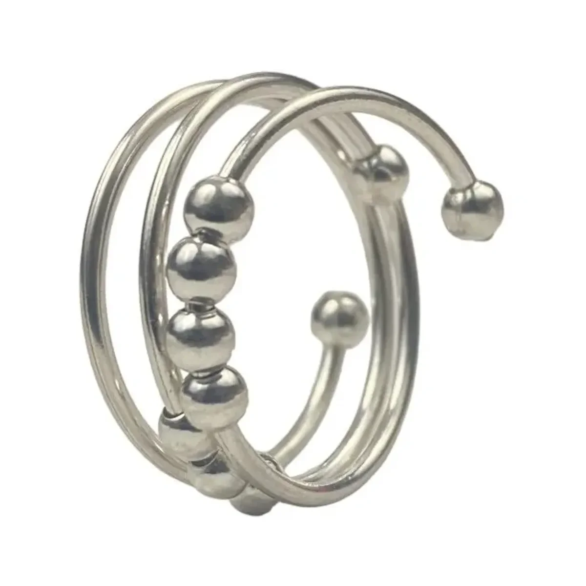 Anillo Plata 925 Antiestrés Ajustable Diseño Movible para Relajación - Imagen 3