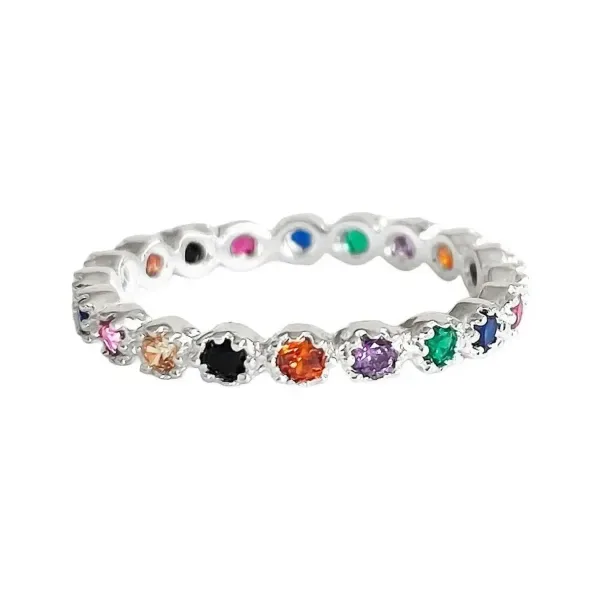 Anillo Plata 925 Churumbela Completa con Zirconias Multicolor - Imagen 1