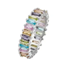 Anillo Plata 925 Churumbela Completa Zirconia Multicolor Grueso - Imagen 1
