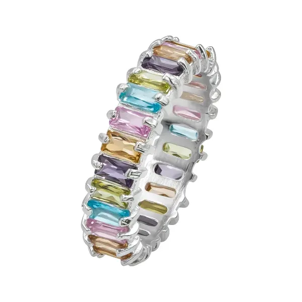 Anillo de plata .925 multicolor zirconia grueso churumbela completa — Joyaris