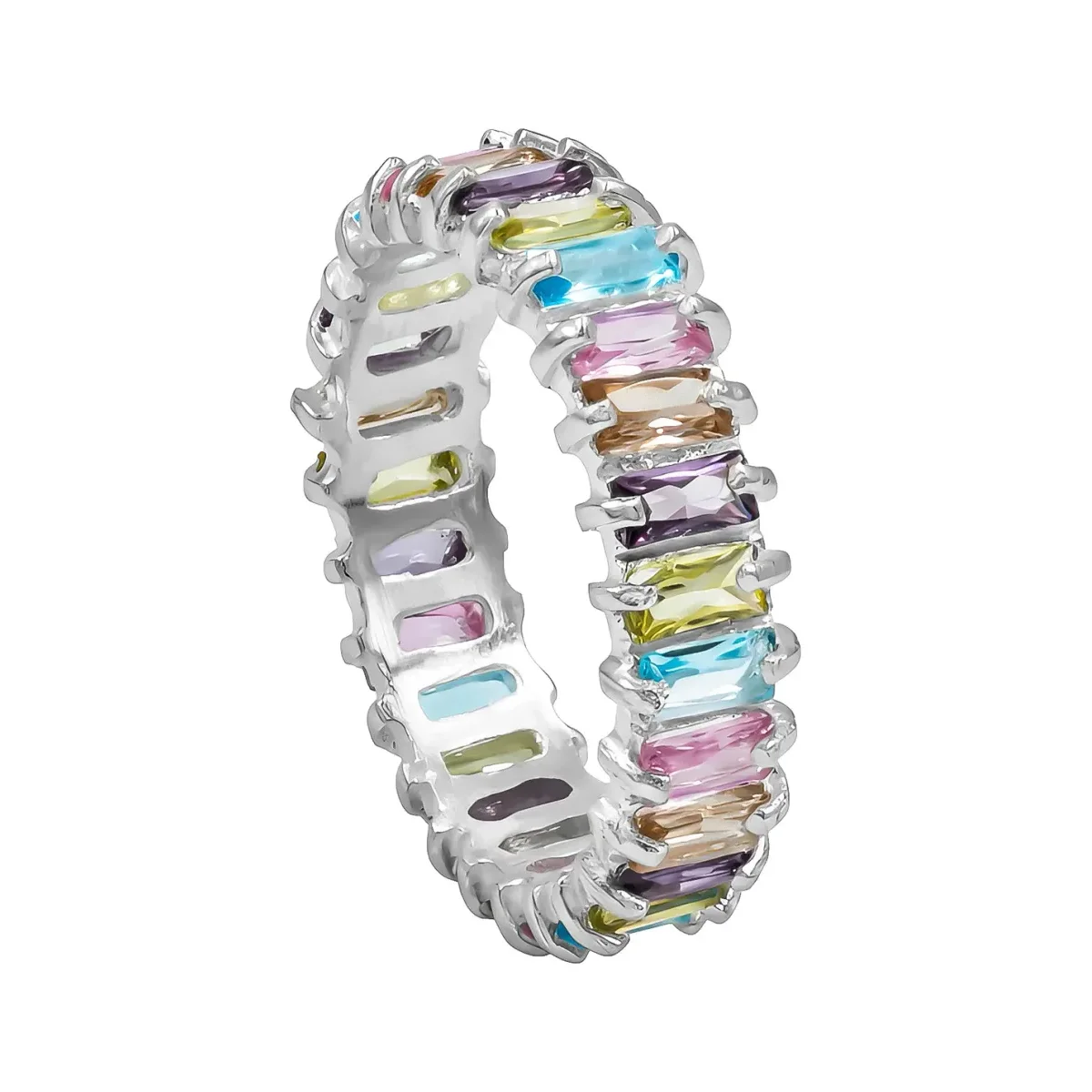 Anillo Plata .925 Churumbela Completa Zirconia Multicolor - Imagen 3