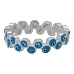 Anillo Plata 925 Churumbela Doble Ojo Turco Celeste - Imagen 1