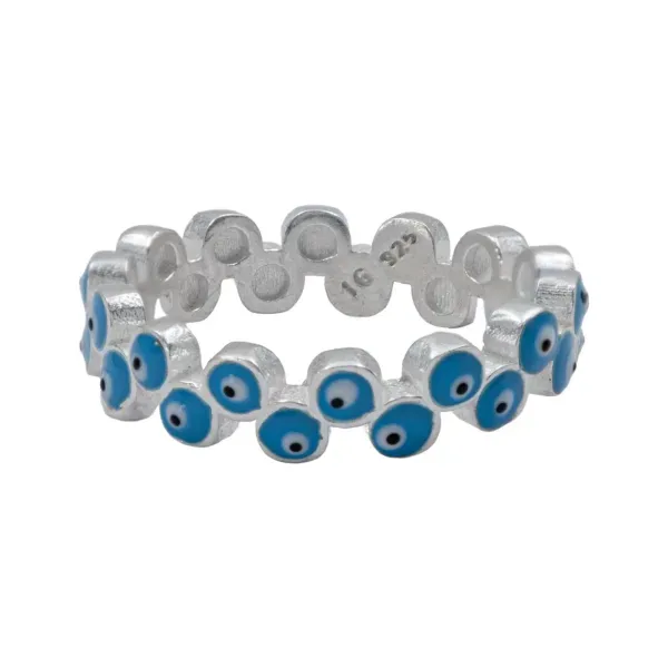 Anillo de plata .925 celeste churumbela doble — Joyaris