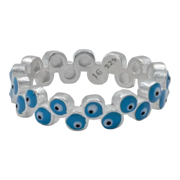 Anillo de plata .925 celeste churumbela doble — Joyaris