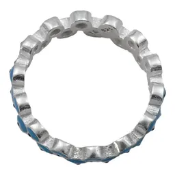 Anillo Plata 925 Churumbela Doble Ojo Turco Celeste - Imagen 2