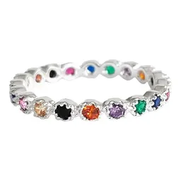 Anillo Plata 925 Churumbela Zirconia Multicolor Completa - Imagen 1