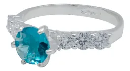 Anillo Plata 925 Obsidiana Paraiba Tono Celeste Artesanal Mexicano - Imagen 1