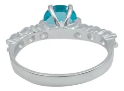 Anillo Plata 925 Obsidiana Paraiba Tono Celeste Artesanal Mexicano - Imagen 2