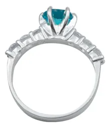 Anillo Plata 925 Obsidiana Paraiba Tono Celeste Artesanal Mexicano - Imagen 3