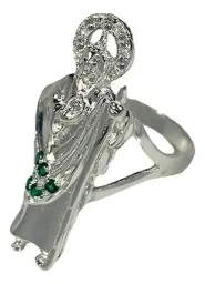 Anillo San Judas Tadeo Plata .925 con Zirconia Verde Talla 11.5 - Imagen 2