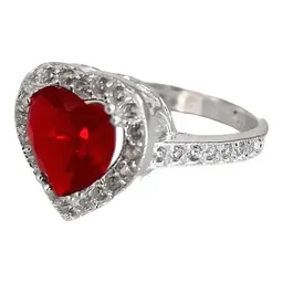Anillo Plata 925 Corazón Detallado Zirconia Roja para Mujer - Imagen 1
