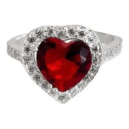 Anillo Plata 925 Corazón Detallado Zirconia Roja para Mujer - Imagen 2