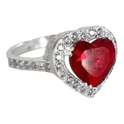 Anillo Plata 925 Corazón Detallado Zirconia Roja para Mujer - Imagen 3