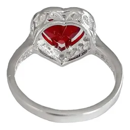 Anillo Plata 925 Corazón Detallado Zirconia Roja para Mujer - Imagen 5