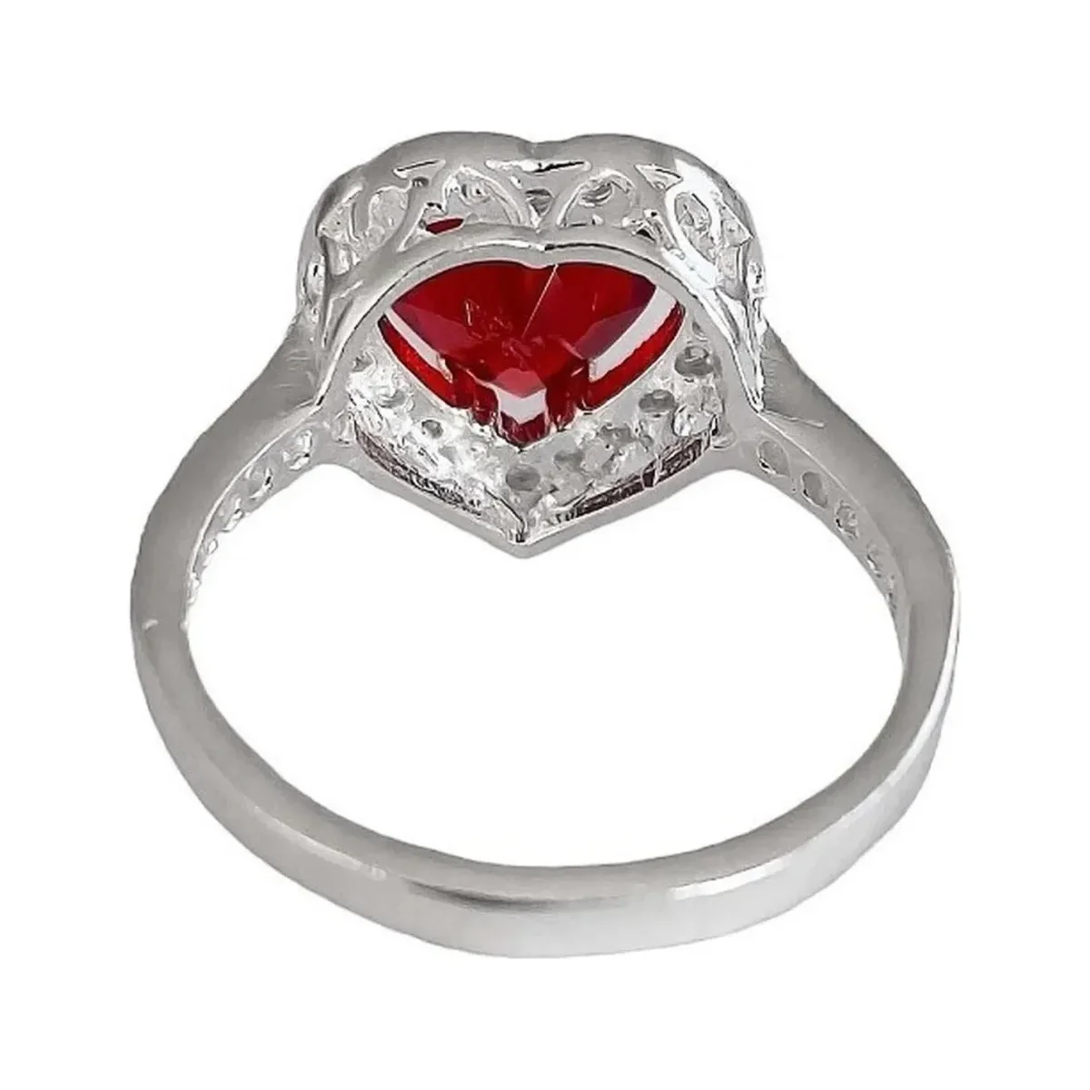 Anillo Plata 925 Corazón Detallado Zirconia Roja para Mujer - Imagen 5