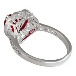 Anillo Plata 925 Corazón Detallado Zirconia Roja para Mujer - Imagen 7