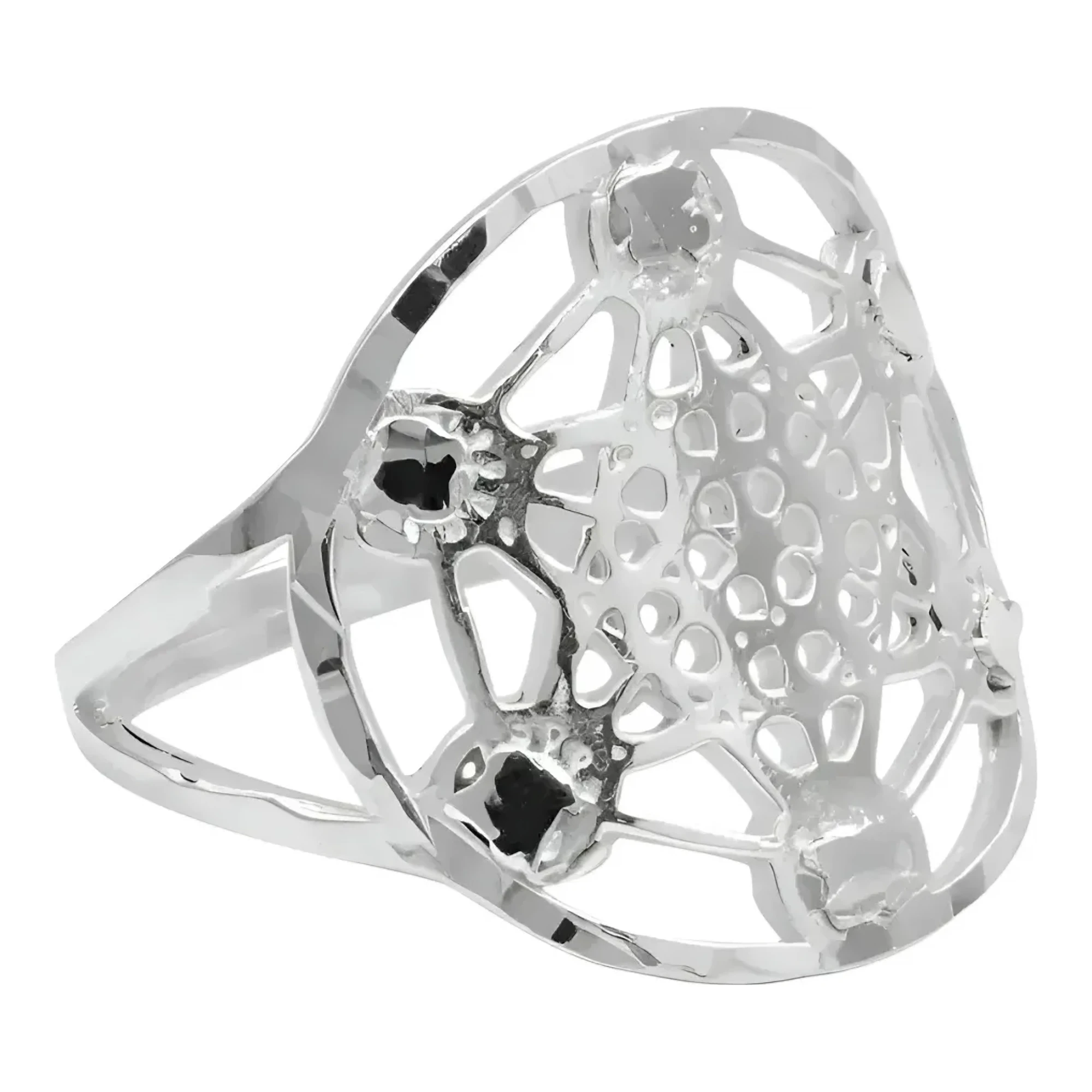 Anillo de plata .925 nacional color plateado con grabado de cubo de Metatrón y geometría sagrada con fino acabado liso