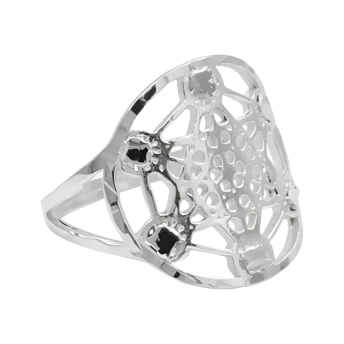 Anillo Plata .925 Cubo de Metatrón, diseño geométrico sagrado unisex en plata brillante. Joyería mística y minimalista.