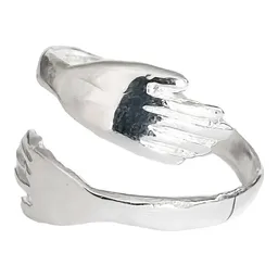 Anillo Plata 925 Diseño Abrazo Abierto Ajustable para Mujer - Imagen 1