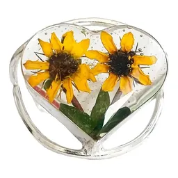 Anillo Plata 925 Diseño Girasol Corazón Ajustable Floral - Imagen 1