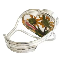 Anillo Plata 925 Diseño Girasol Corazón Ajustable Floral - Imagen 4