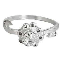 Anillo Plata 925 Flor con Zirconia Transparente - Imagen 2
