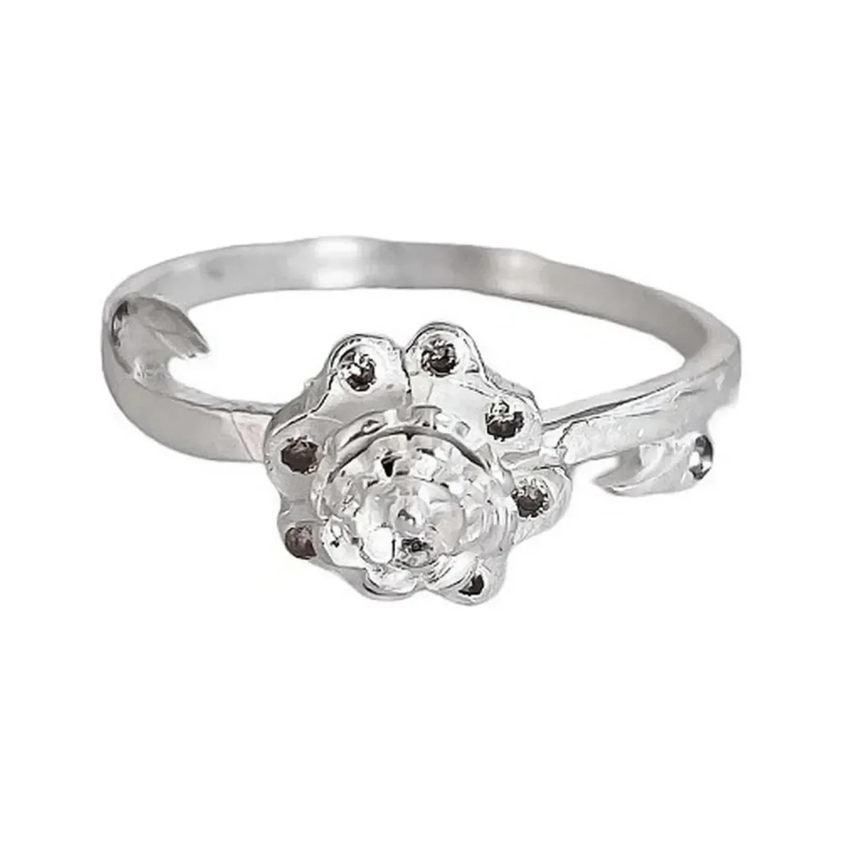 Anillo Plata 925 Flor con Zirconia Transparente - Imagen 2