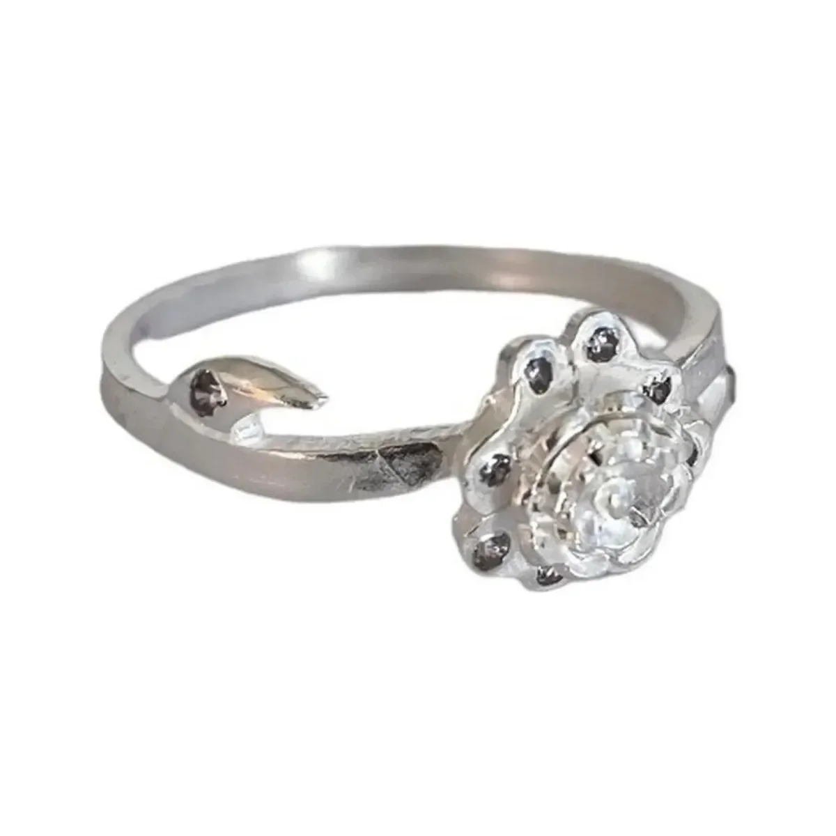 Anillo Plata 925 Flor con Zirconia Transparente - Imagen 3