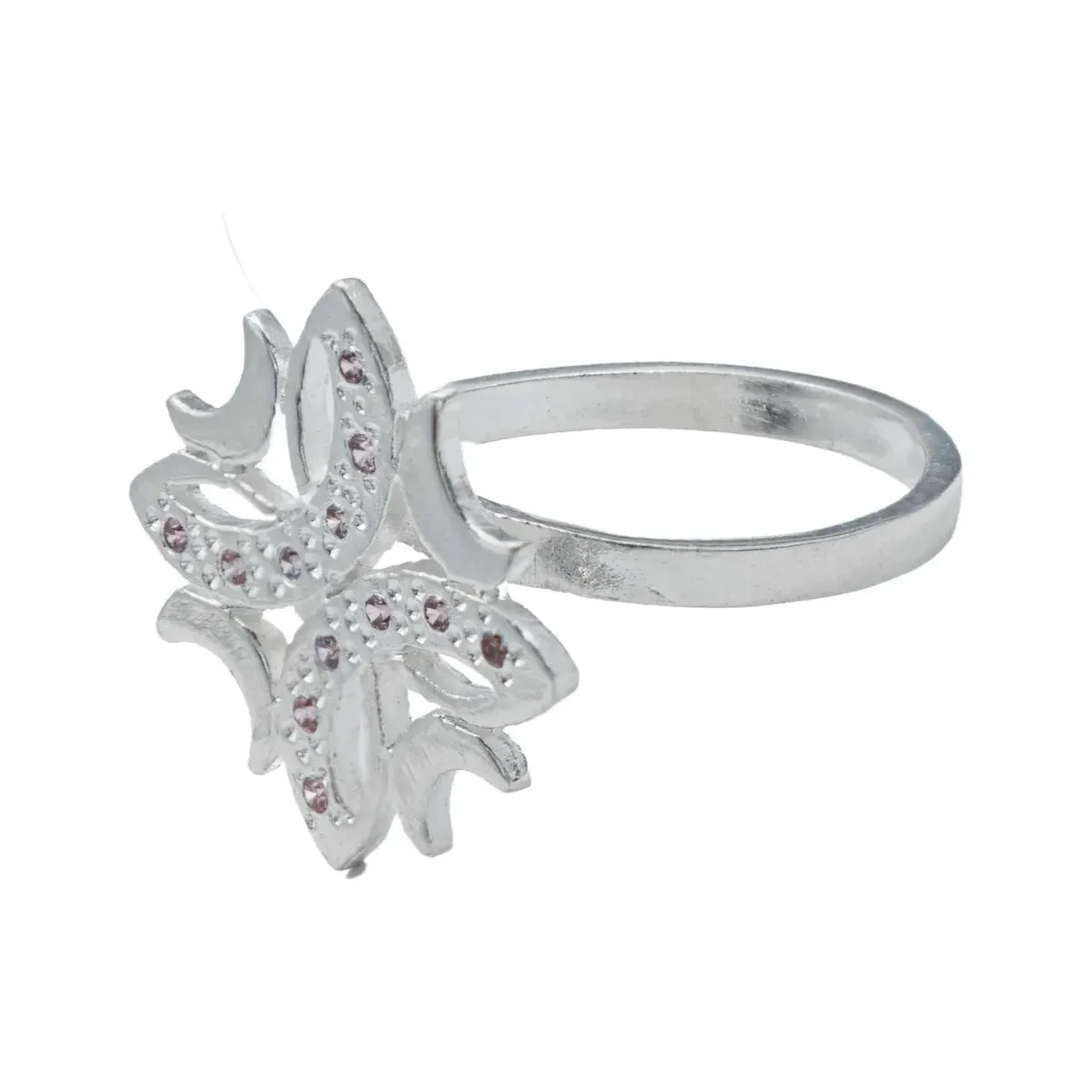 Anillo Plata .925 Flor Cuatro Lunas Zirconia Rosa para Mujer - Imagen 2