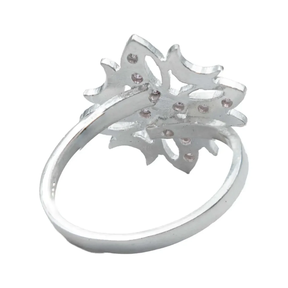 Anillo Plata .925 Flor Cuatro Lunas Zirconia Rosa para Mujer - Imagen 4