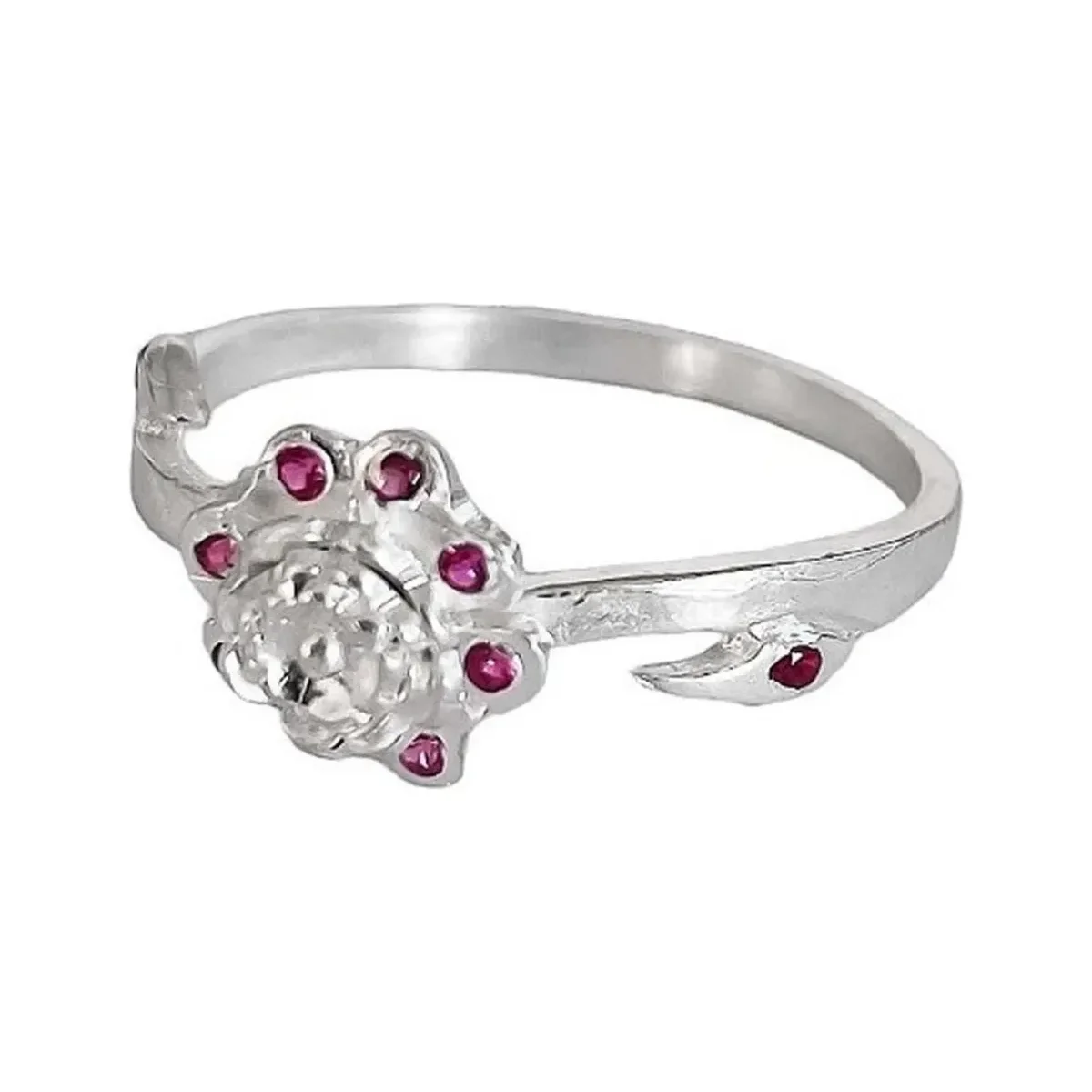 Anillo Plata .925 Flor de Loto, Zirconia Rosa. Joyería mexicana con diseño orgánico, moderno y minimalista, ideal para regalo