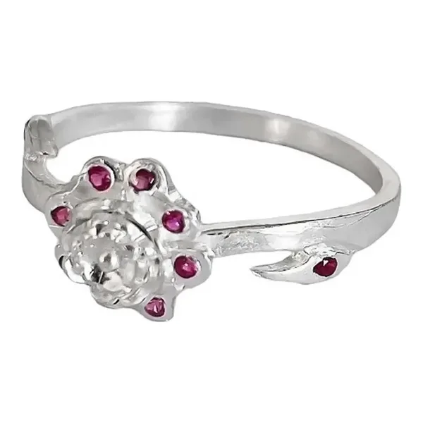 Anillo Plata 925 Flor de Loto con Zirconia Rosa - Imagen 1