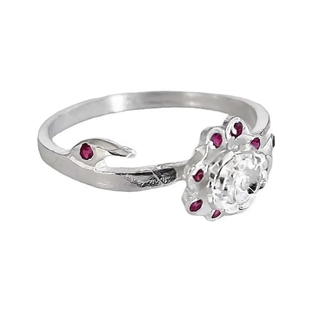 Anillo Plata 925 Flor de Loto con Zirconia Rosa - Imagen 2