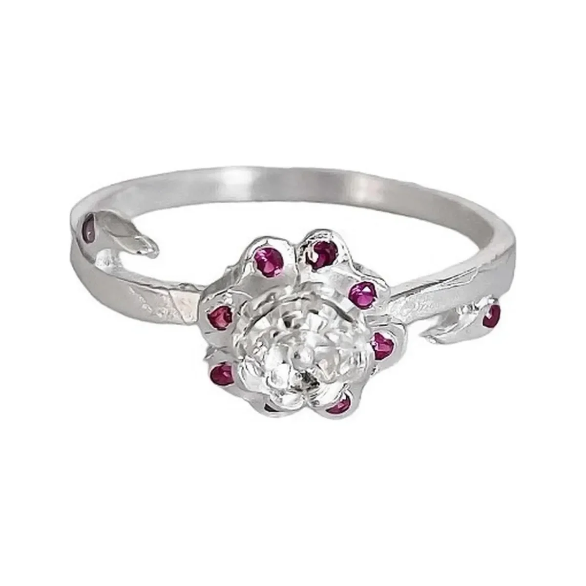 Anillo Plata 925 Flor de Loto con Zirconia Rosa - Imagen 3