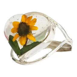 Anillo Plata 925 Girasol Corazón Ajustable - Imagen 1