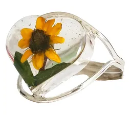 Anillo Plata 925 Girasol Corazón Ajustable - Imagen 1