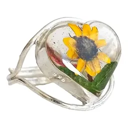 Anillo Plata 925 Girasol Corazón Ajustable - Imagen 2