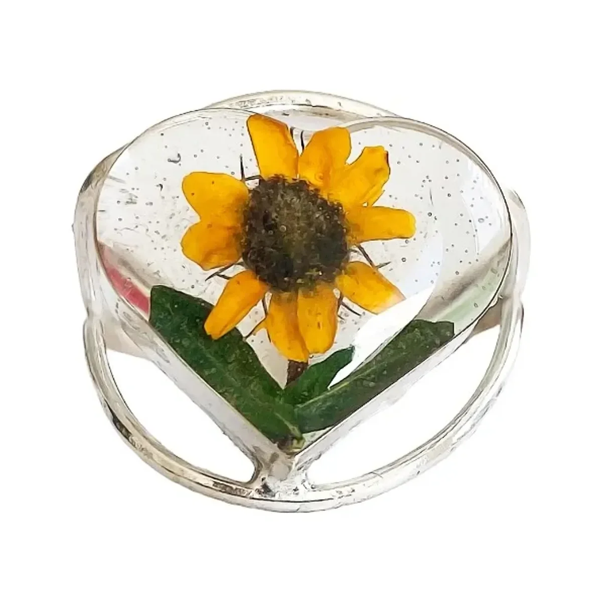 Anillo Plata 925 Girasol Corazón Ajustable - Imagen 3