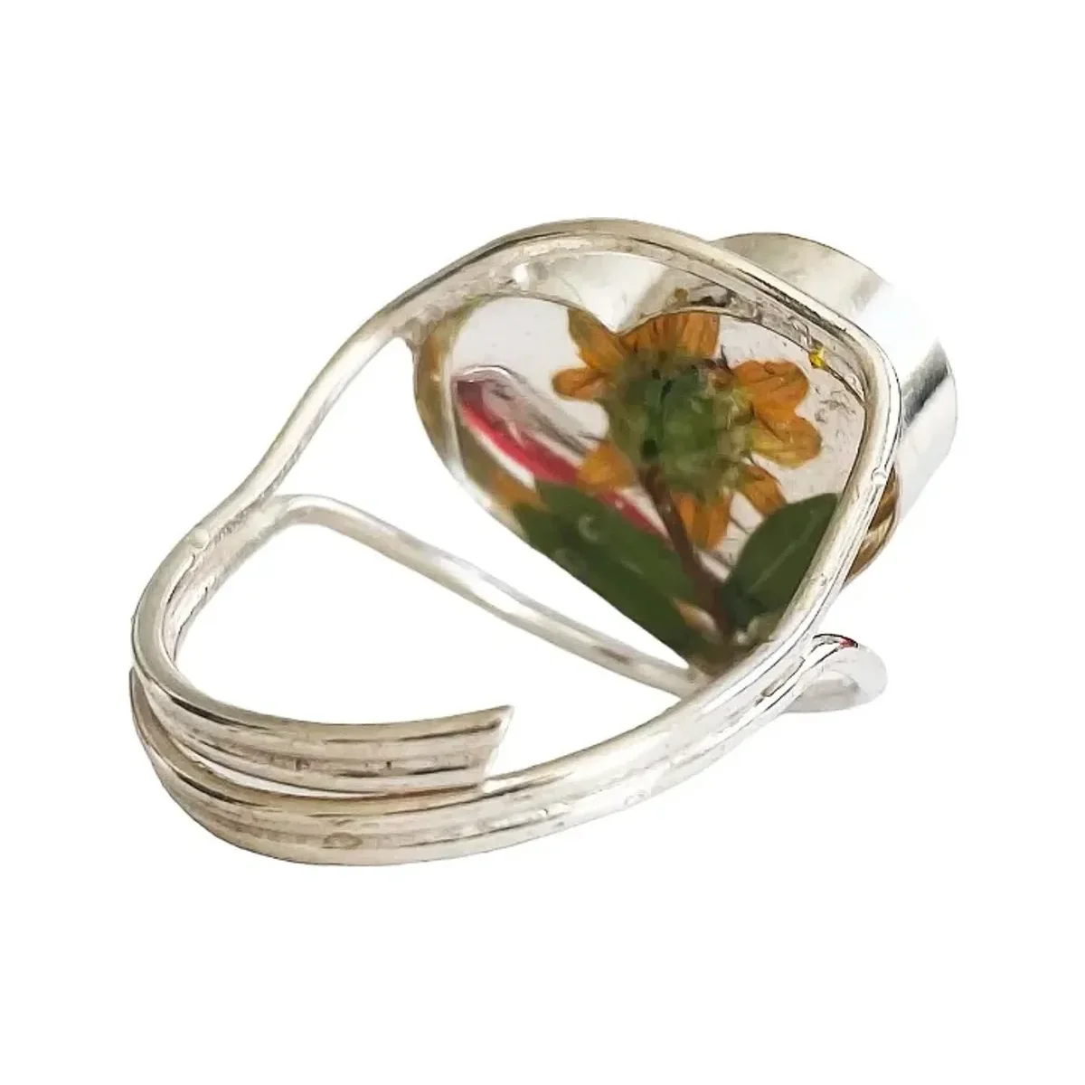 Anillo Plata 925 Girasol Corazón Ajustable - Imagen 4