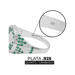 Anillo Plata .925 Hoja Cánnabis con Zirconia Verde - Imagen 3