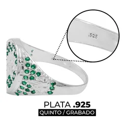 Anillo Plata 925 Hoja Cannabis con Zirconias Verdes - Imagen 3