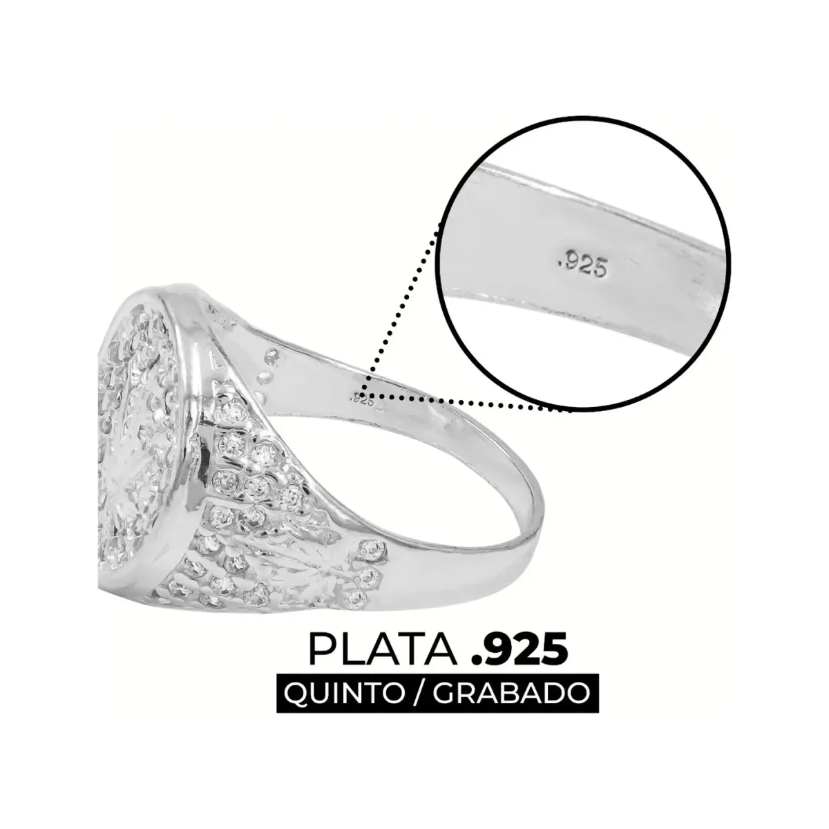 Anillo Plata 925 Hoja Cannabis Zirconias Verdes para Hombre Talla 8.5 - Imagen 3