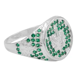 Anillo Plata 925 Hoja de Cannabis con Zirconias Verdes - Imagen 2