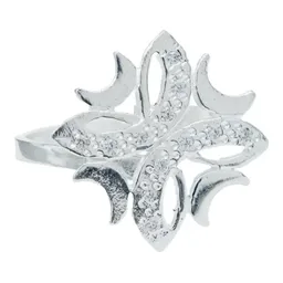 Anillo Plata 925 Lunas y Flor con Zirconia Artesanal Mexicana - Imagen 1