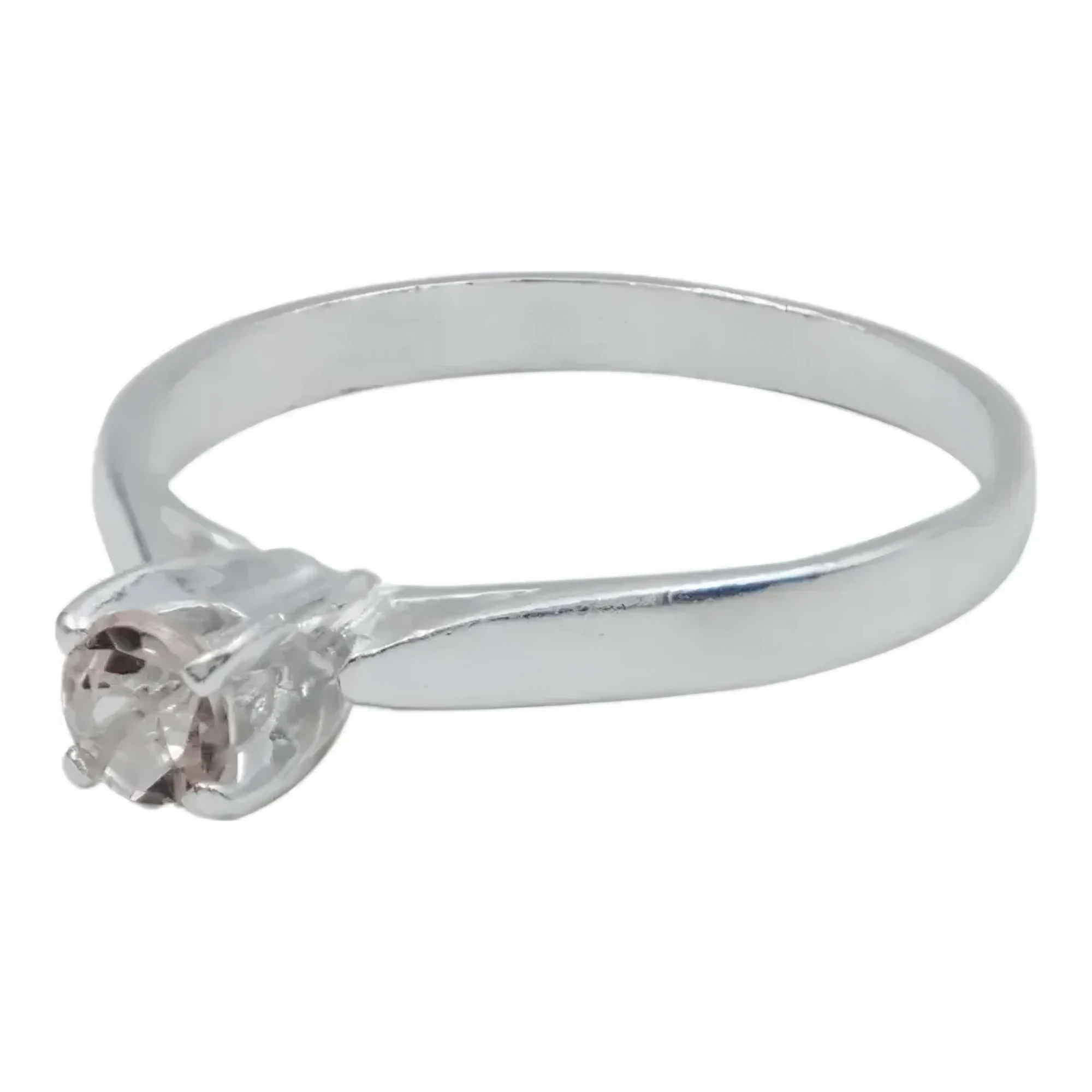 Anillo de promesa para novia solitario con morganita rosa en auténtica plata 925 nacional acabado brillante talla siete