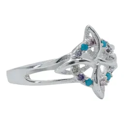 Anillo Plata 925 Nudo Bruja Celta con Zirconias Multicolor - Imagen 1