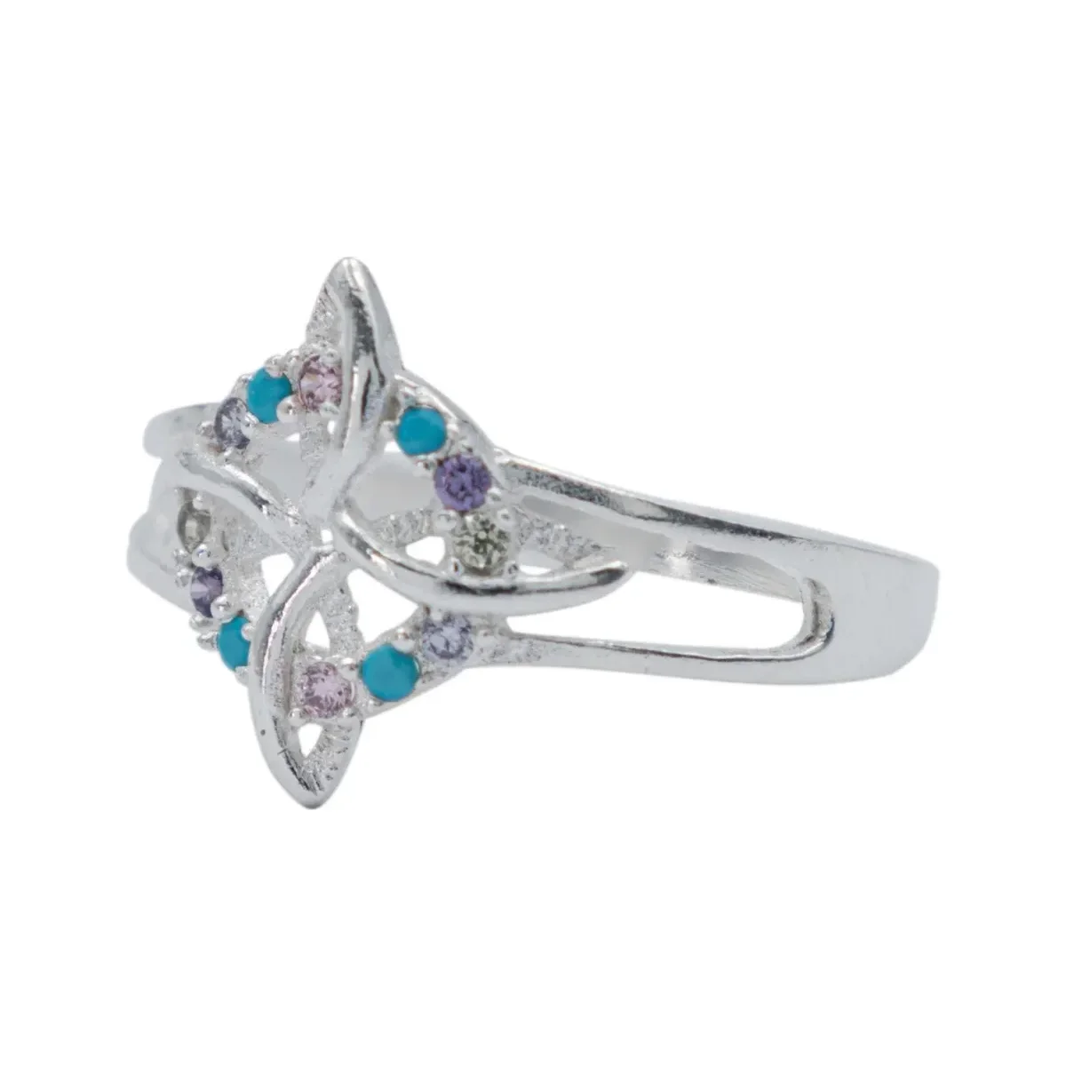 Anillo Plata 925 Nudo Bruja Celta con Zirconias Multicolor - Imagen 2